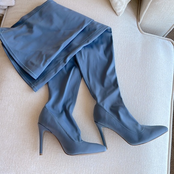 Fashion Nova Shoes - Blue Thigh High Boots